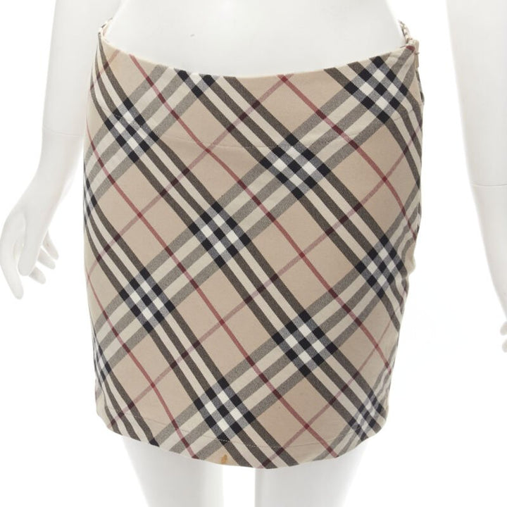 BURBERRY LONDON House Check brown signature mini skirt UK6 US4 S