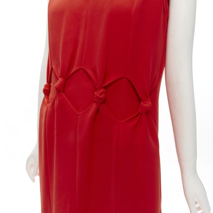 VVB VICTORIA BECKHAM red polyester crepe knot detail cocktail dress UK8 S