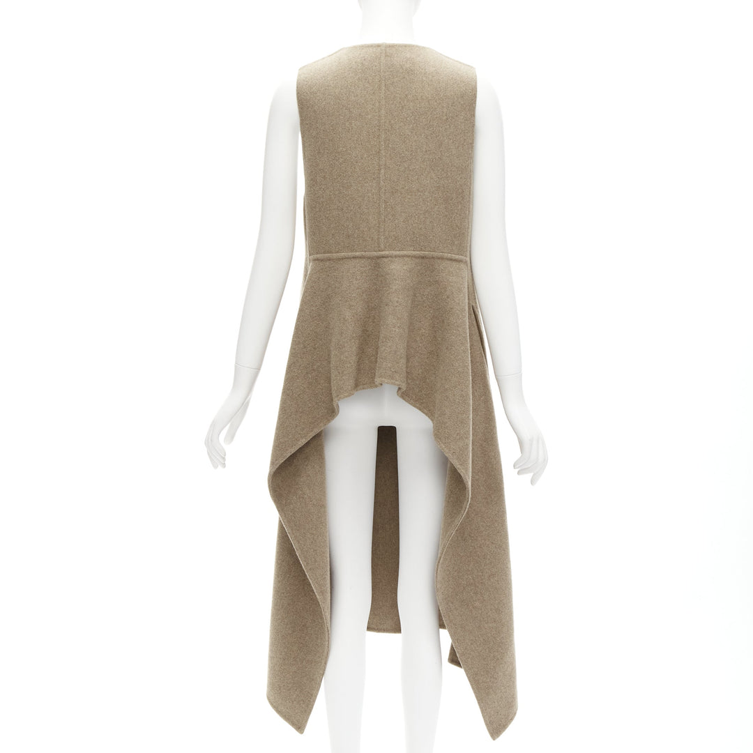 MARNI taupe brown virgin wool blend high low hem vest coat IT36 XS
