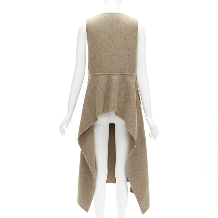 MARNI taupe brown virgin wool blend high low hem vest coat IT36 XS