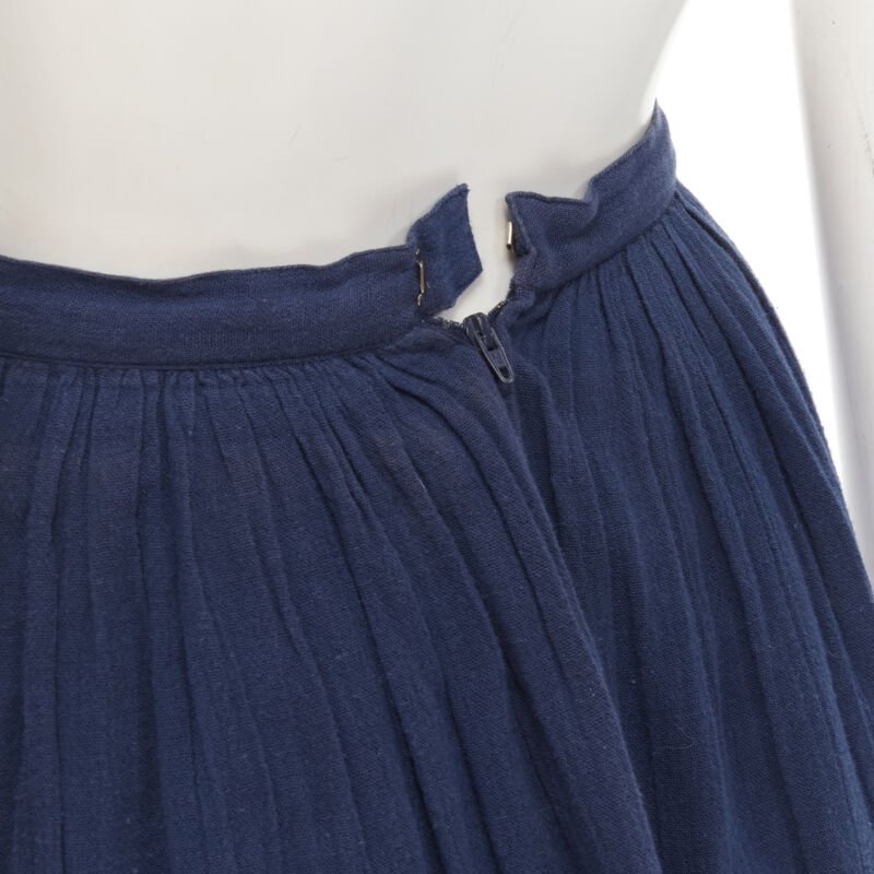 COMME DES GARCONS Vintage 1980's blue crinkled asymmetric waterfall draped skirt