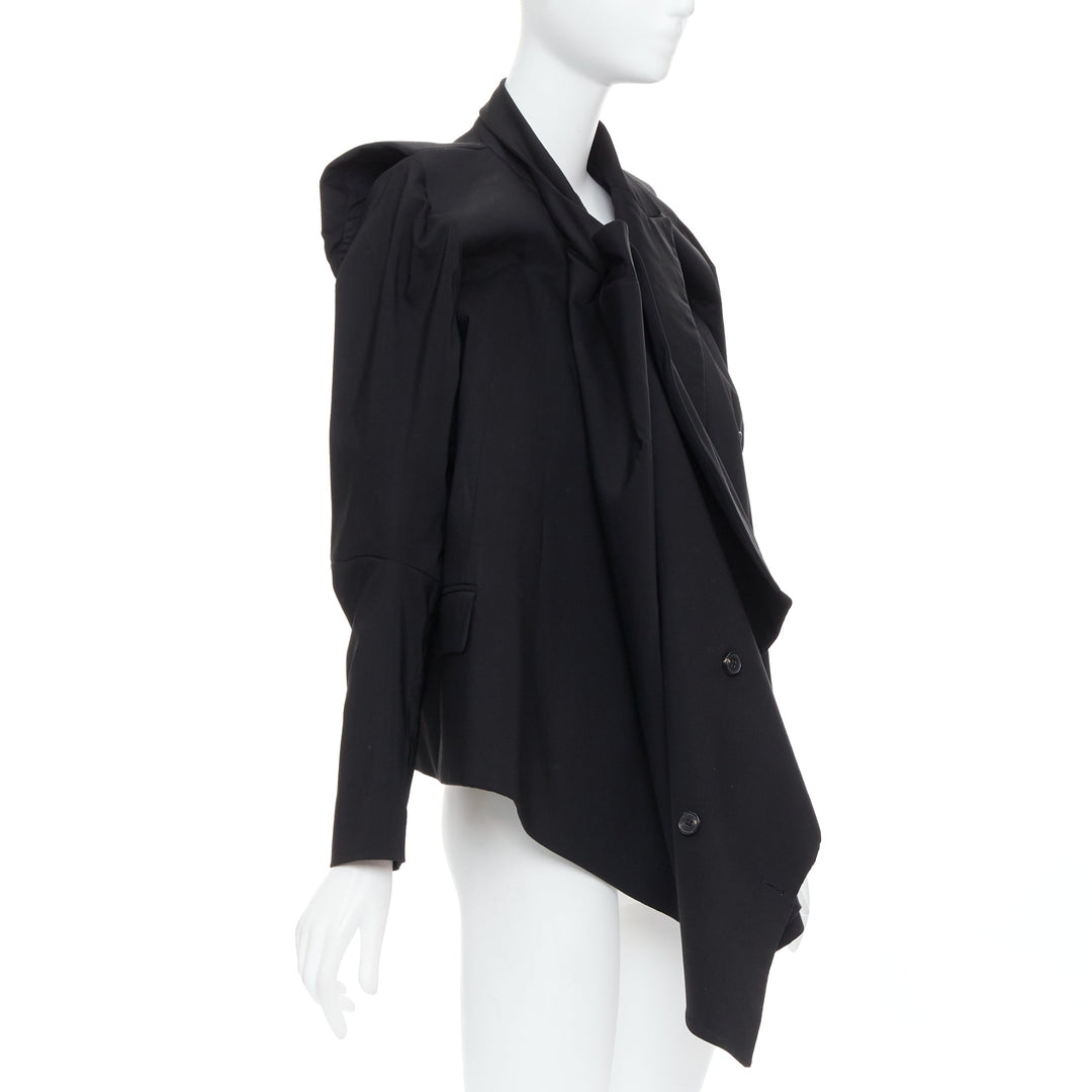 MAISON MARTIN MARGIELA 2001 Runway black deconstructed draped coat FR38 M