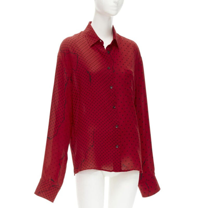 HAIDEr ACKERMANN 2018 red black polka dot print relaxed oversized shirt FR40 M
