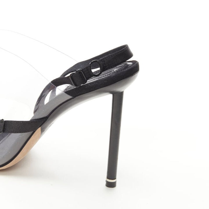 ALEXANDER WANG clear PVC black strappy slingback mule sandal EU38.5