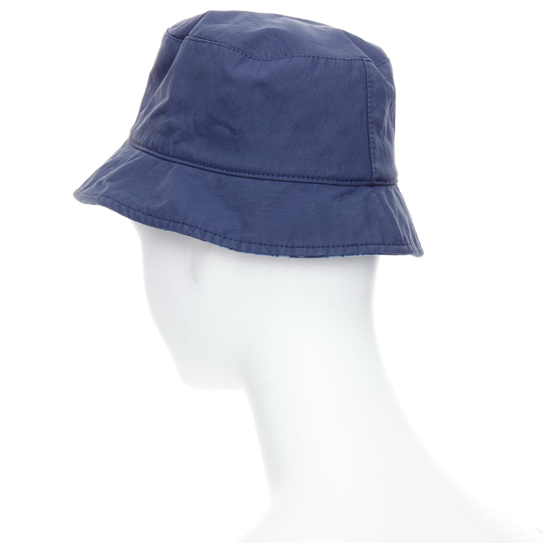 CHRISTIAN DIOR KIDS navy cotton monogram lined bucket hat T4