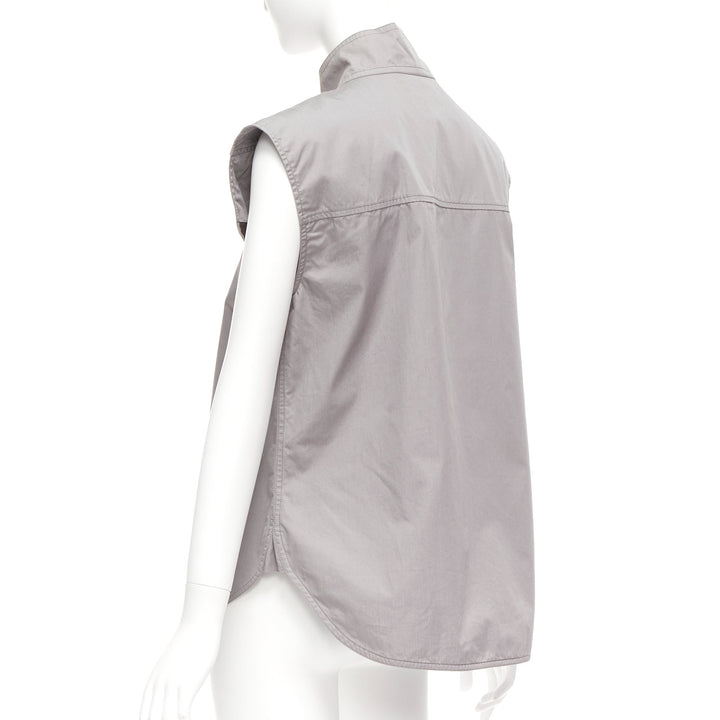 MARNI grey cotton drape cut out collar utility collar boxy top IT36 XS