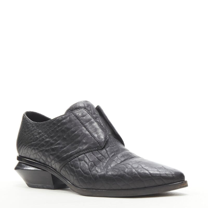 ALEXANDER WANG Ines Oxford black leather laceless brogue EU37