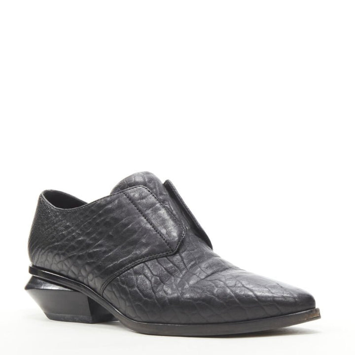 ALEXANDER WANG Ines Oxford black leather laceless brogue EU37
