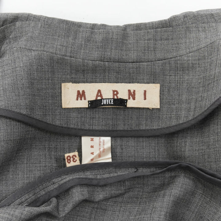 MARNI grey virgin wool curved rounded short sleeve cocoon coat IT38 XS