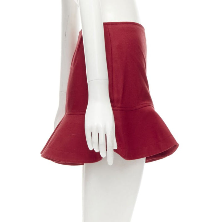 VALENTINO black beaded heart badge red twill flared frill shorts IT38 XS