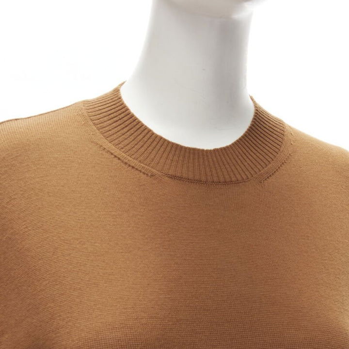 MONSE brown 100% wool XL safety pin draped hem sweater M