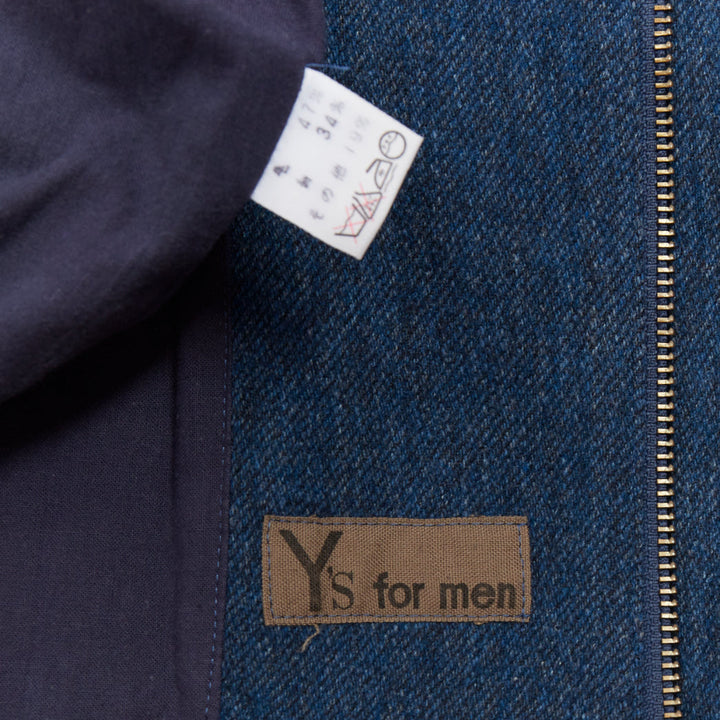 YOHJI YAMAMOTO Y's blue wool cotton blend minimal zip bomber jacket