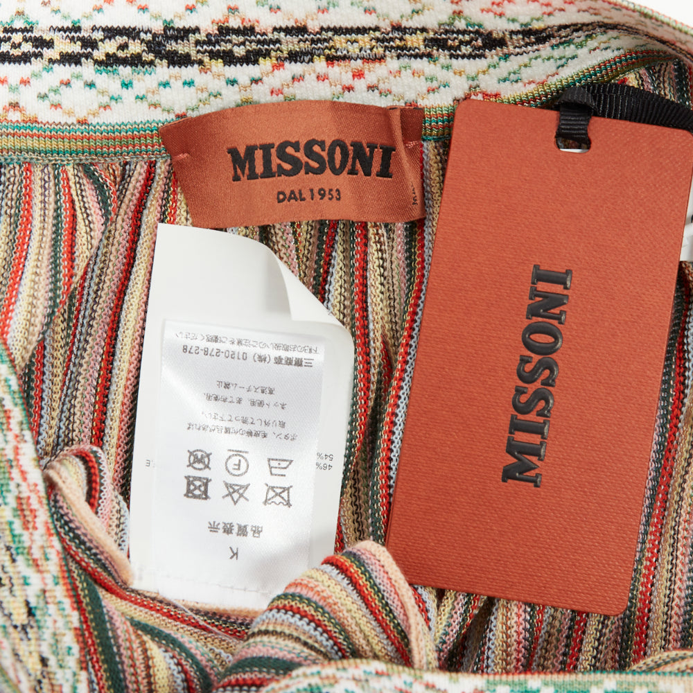 MISSONI multicolor cotton blend signature striped knit midi skirt IT42 M