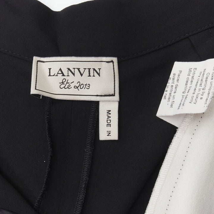 LANVIN 2013 Alber Elbaz 100% viscose white stripe black trousers FR36 S