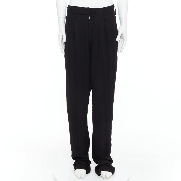 YOHJI YAMAMOTO Y's black rayon pleated front wide tapered pants JP3 L