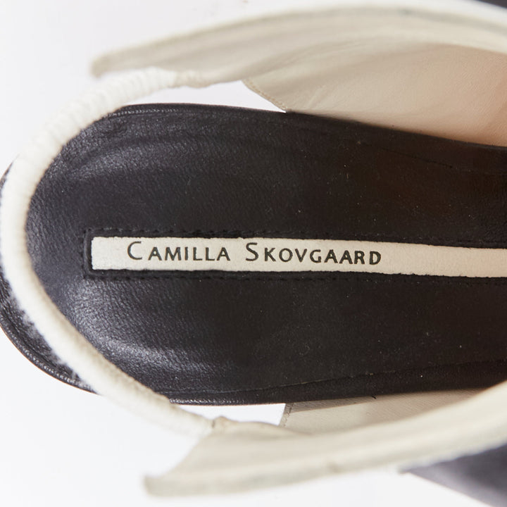 CAMILLA SKOVGAARD 2013 black white ridged high top cut out sandals EU37