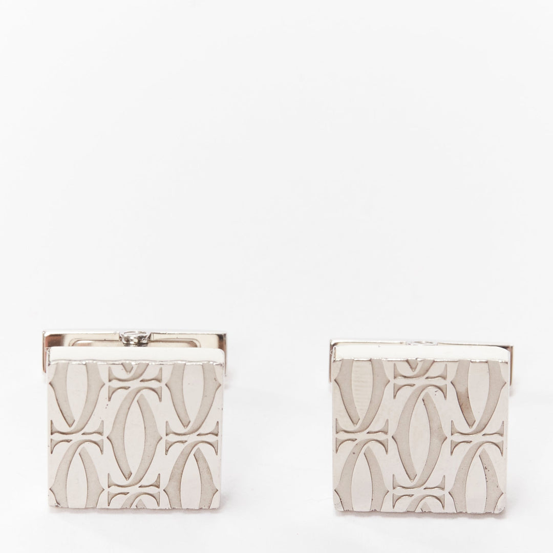 CARTIER C de Cartier Decor  925 sterling silver monogram square cufflinks