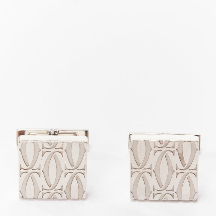 CARTIER C de Cartier Decor  925 sterling silver monogram square cufflinks