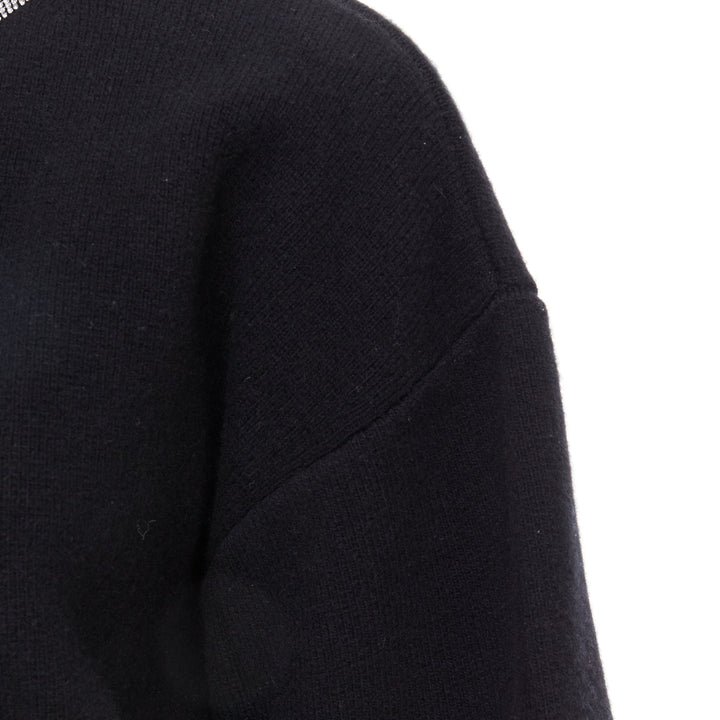 ALEXANDER WANG black wool cashmere blend crystal cord cropped cardigan S