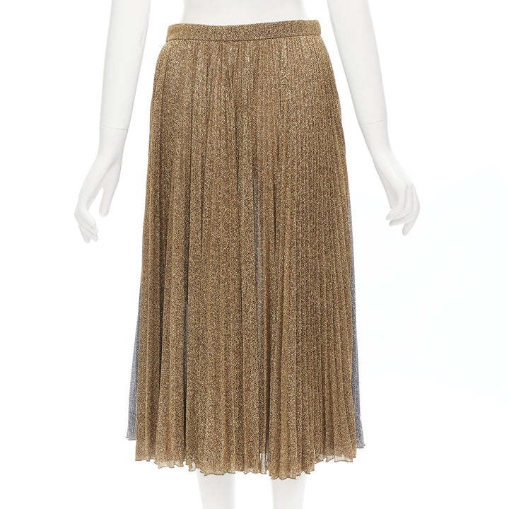 PHILOSOPHY LORENZO SERAFINI metallic gold silver lurex turtleneck skirt set S
