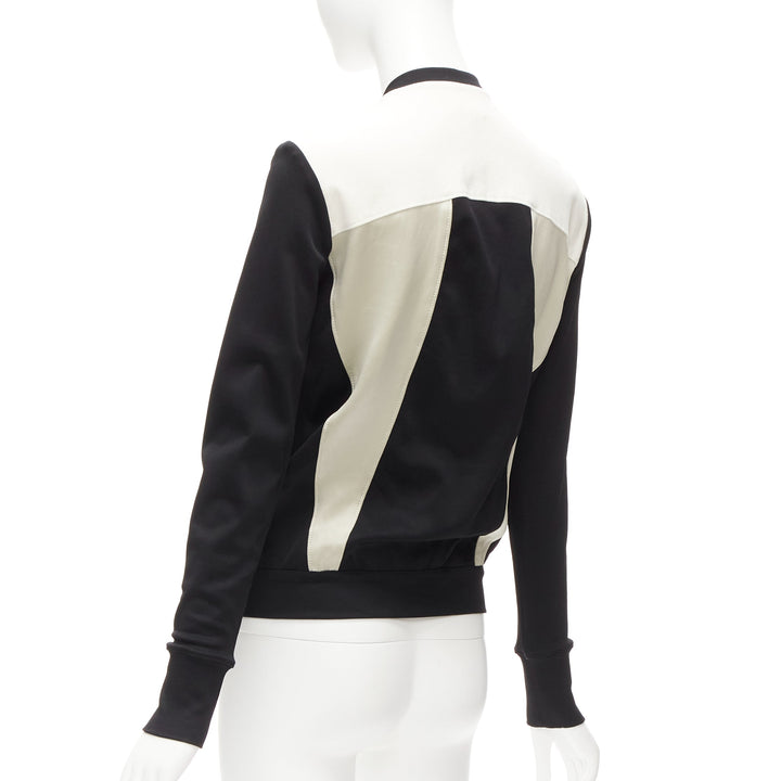 HELMUT LANG beige black color blocked bomber jacket US4 S