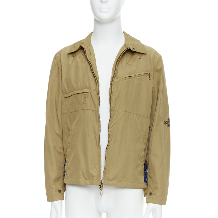 THE NORTH FACE khaki nylon blue trims black logo windbreaker jacket XS