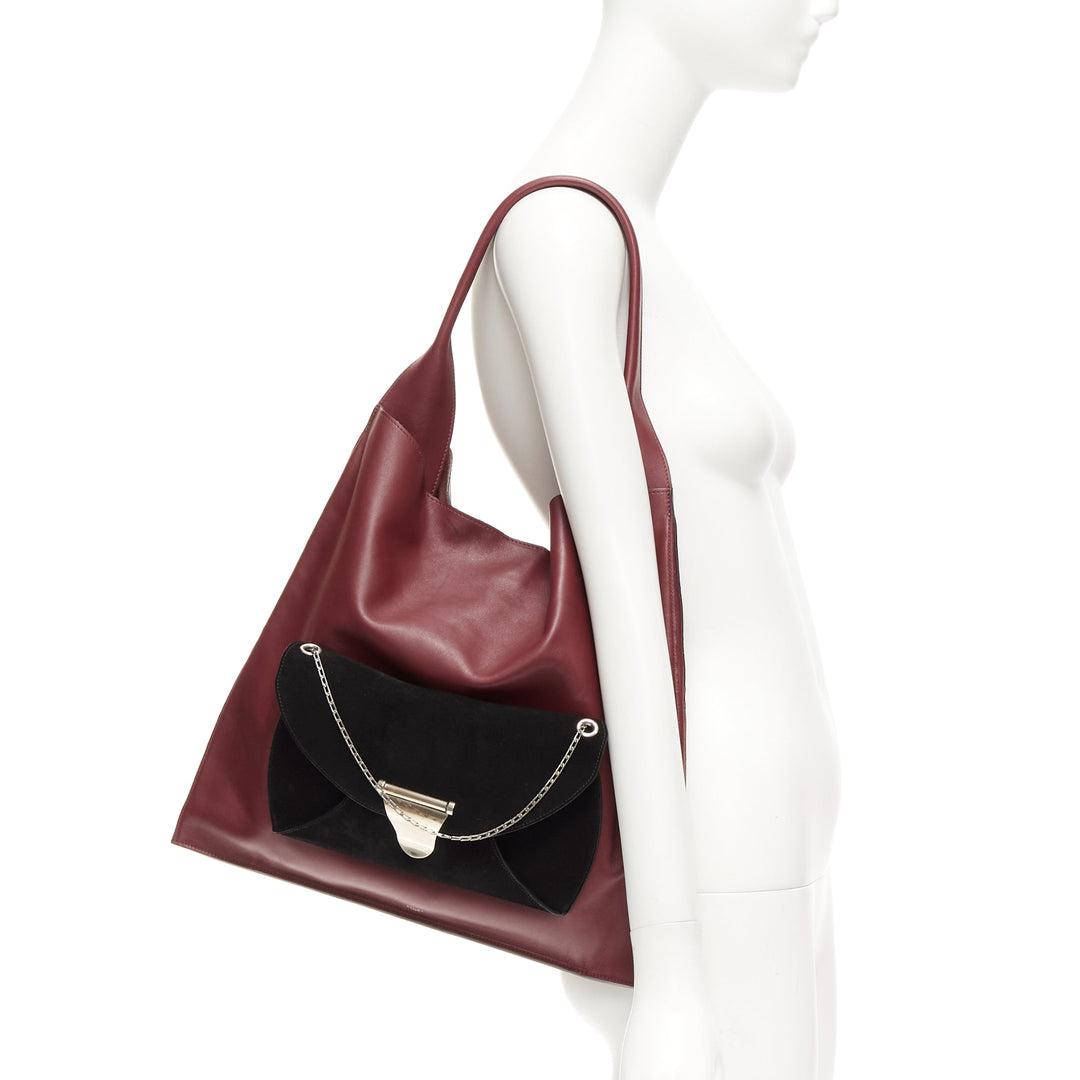 LD COELINE Phoebe Philo 2016 Medium Shopper burgundy black envelop pocket bag