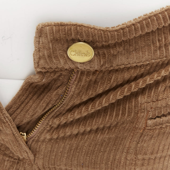 CHLOE brown cotton corduroy low waist flared pants FR34 XS