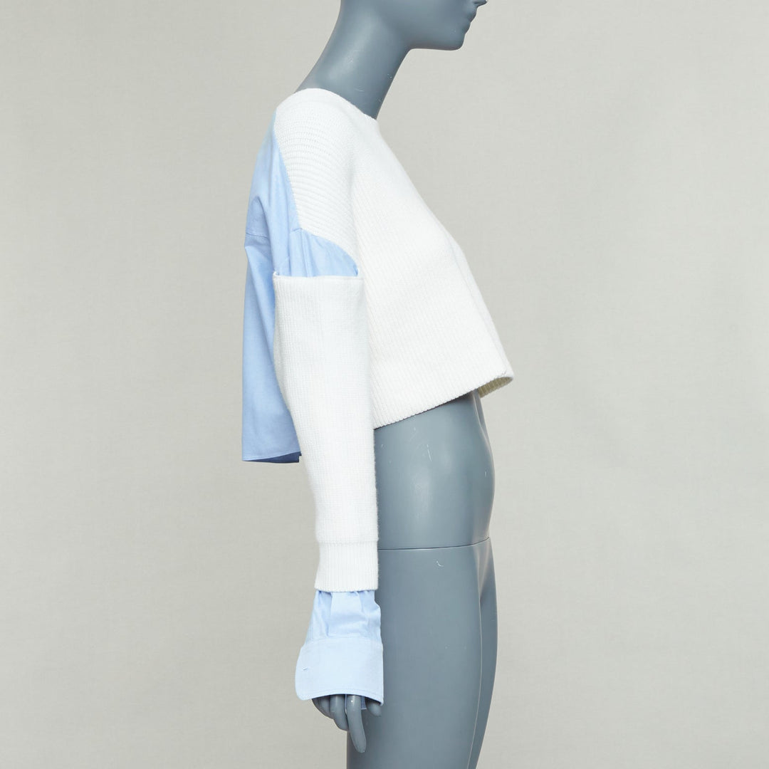 T ALEXANDER WANG cream blue cotton blend hybrid sweater shirt XS