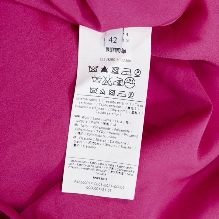 VALENTINO pink wool blend black lace trimmed waist flared skirt dress IT42 M