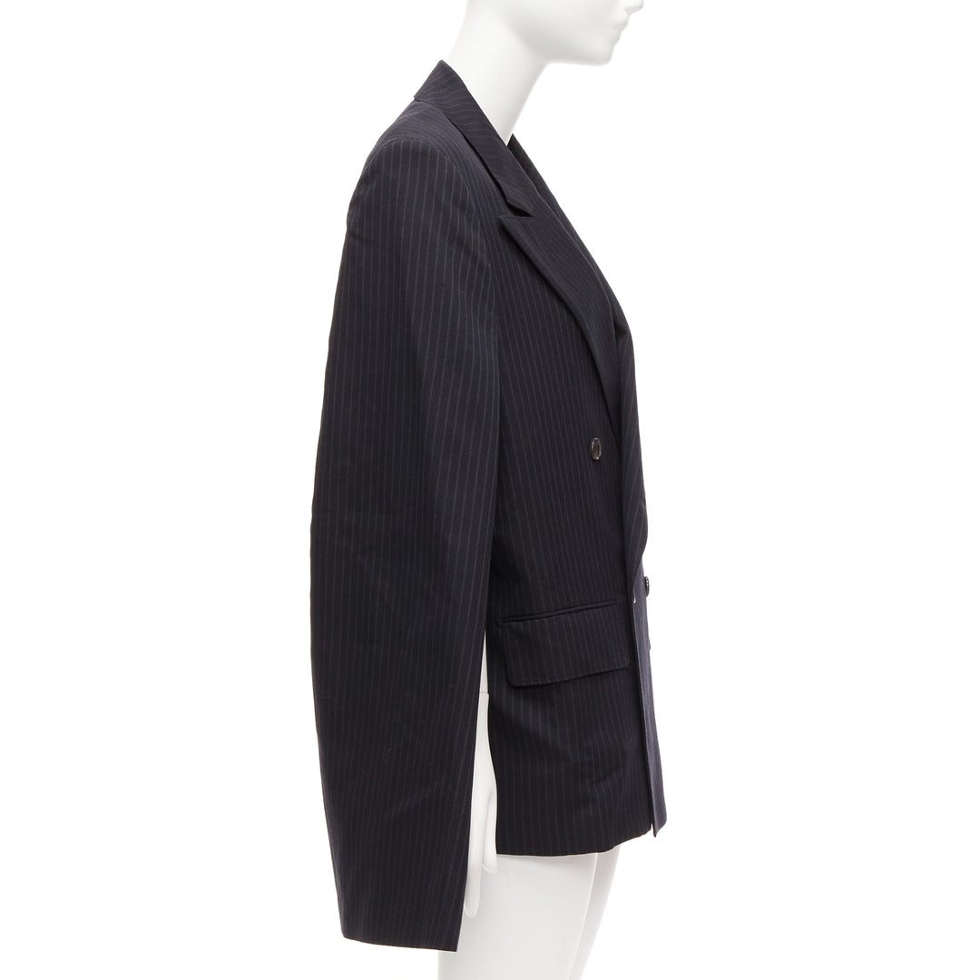 JUNYA WATANABE 2018 grey pinstripe wool blend cape sleeve boxy blazer S