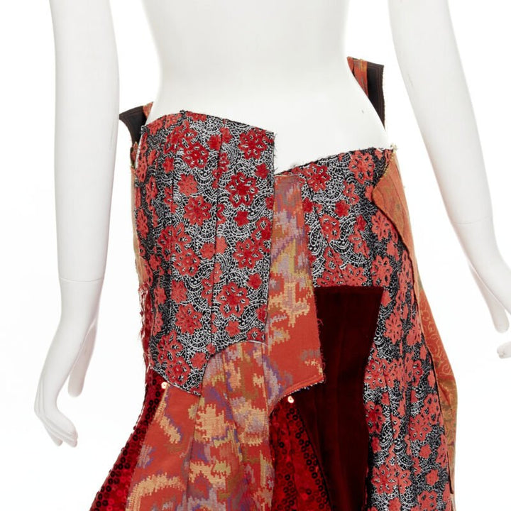 rare COMME DES GARCONS 2010 Runway oriental jacquard sequins devore skirt S