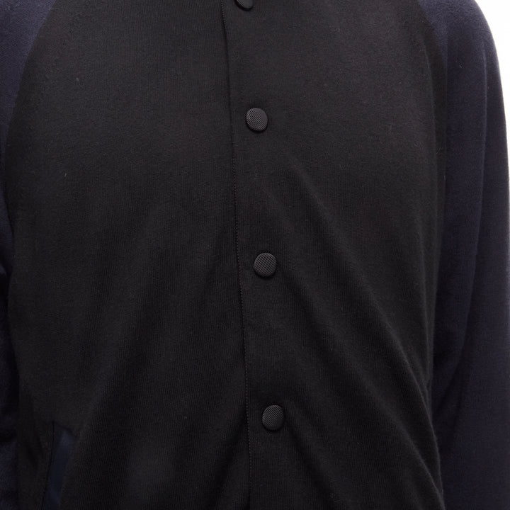 SACAI navy black cotton cashmere blend white raglan bomber JP2 M