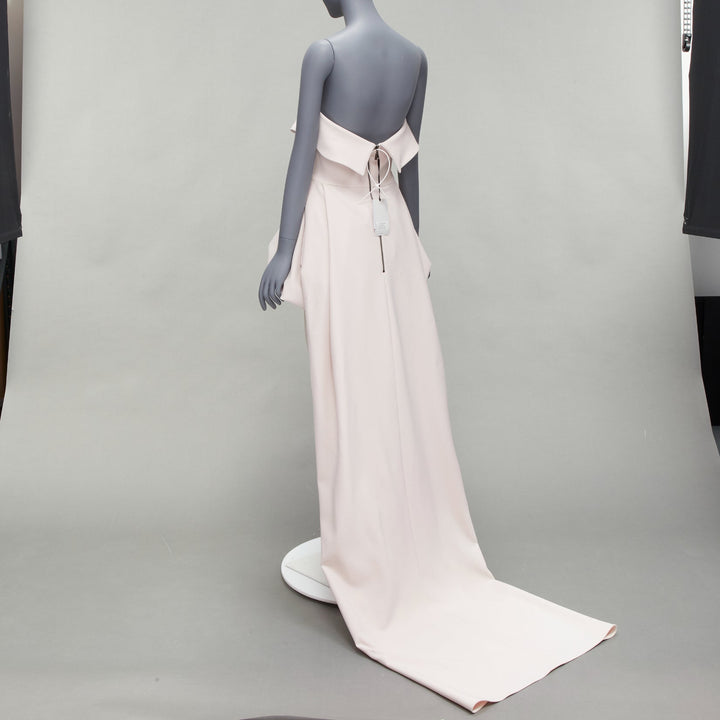 MATICEVSKI 2022 Situational off white strapless peplum top gown skirt AUS10 M