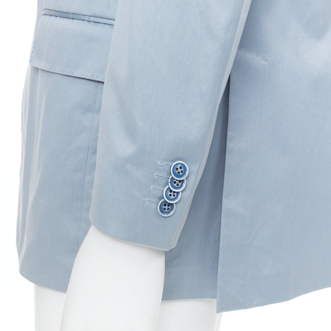 ERMENEGILDO ZEGNA light blue cotton handstitched lapel pockets blazer IT50 L