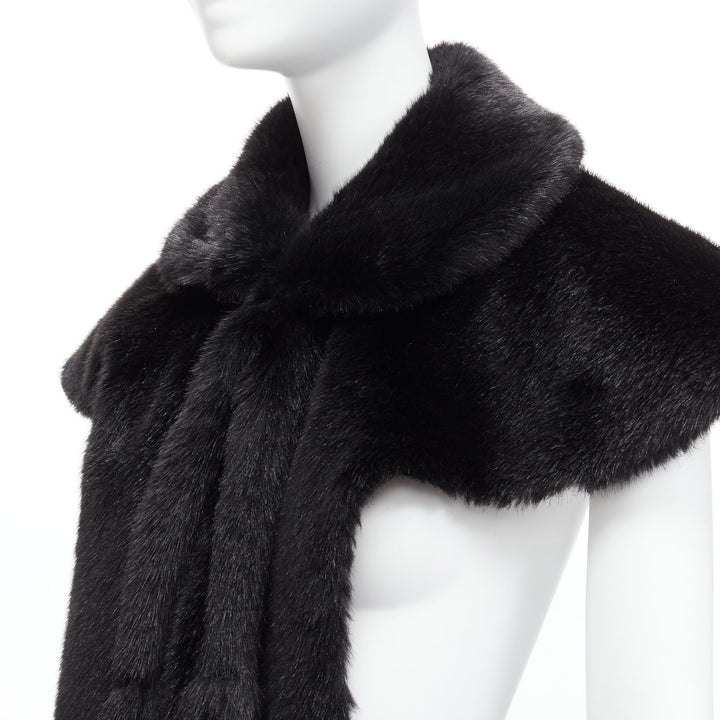 COMME DES GARCONS Robe De Chambre Vintage black faux fur Peter Pan capelet scarf