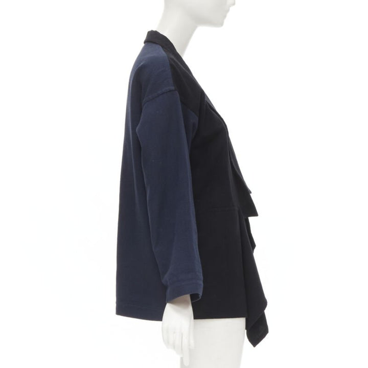 COMME DES GARCONS 1980's Vintage deconstructed black navy drape front blazer M