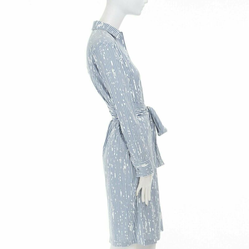 TOMAS MAIER cotton blend blue white splatter print belted casual dress US0 XS