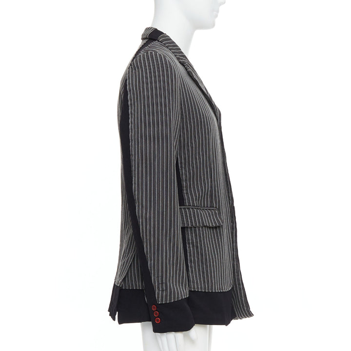 COMME DES GARCONS HOMME PLUS Evergreen grey black striped layered blazer M