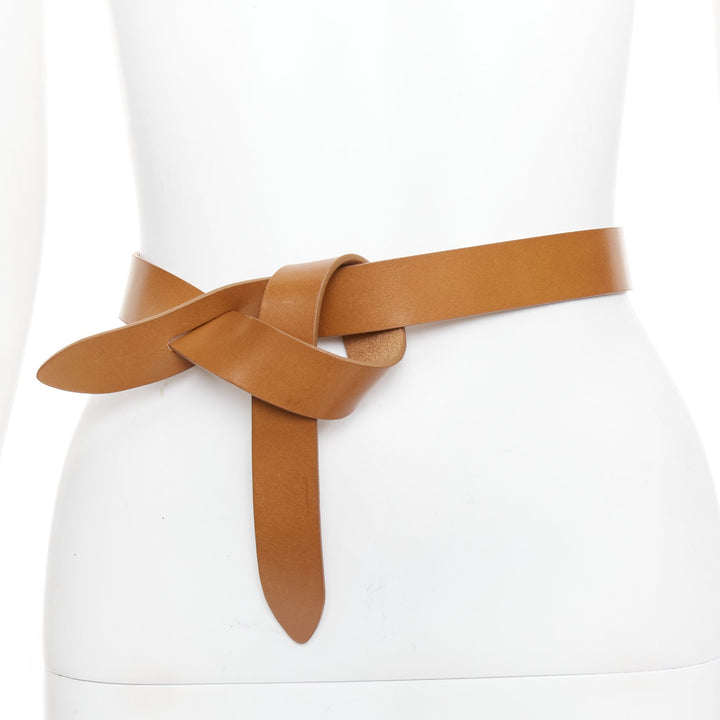 ISABEL MARANT Lecce tan brown 100% cowhide leather knot belt S