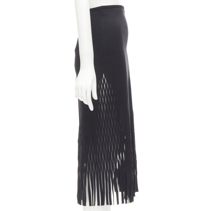 DION LEE laser cut perforated fringe midi skirt S
