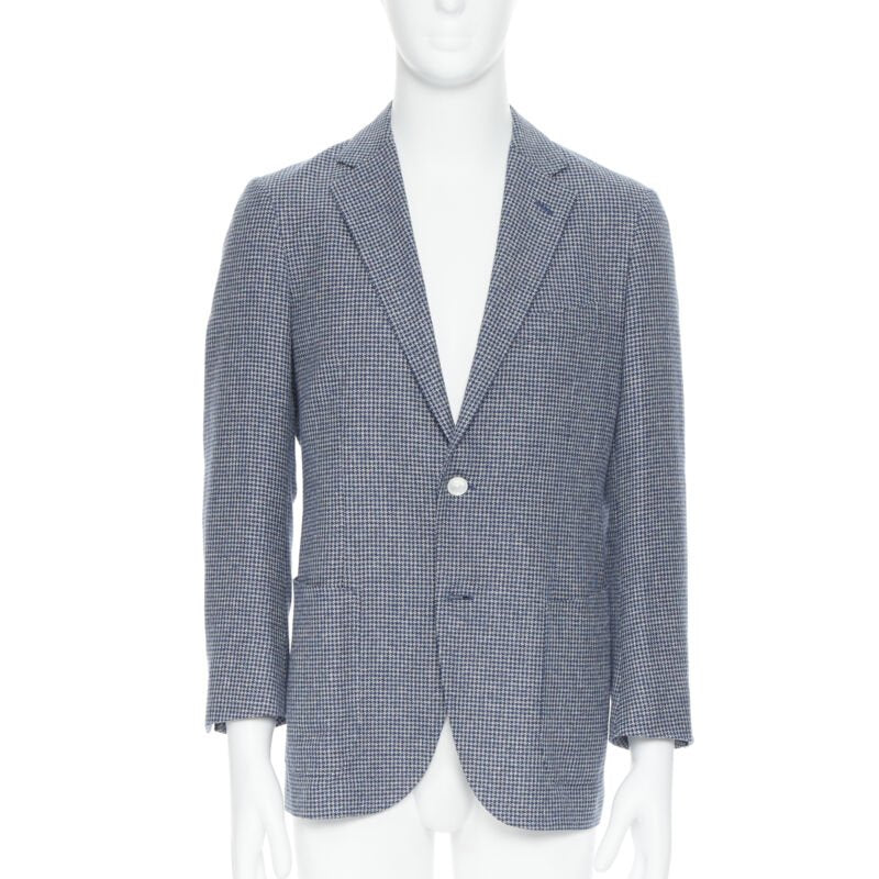 TOMORROWLAND blue white wool blend double button blazer jacket EU50 L