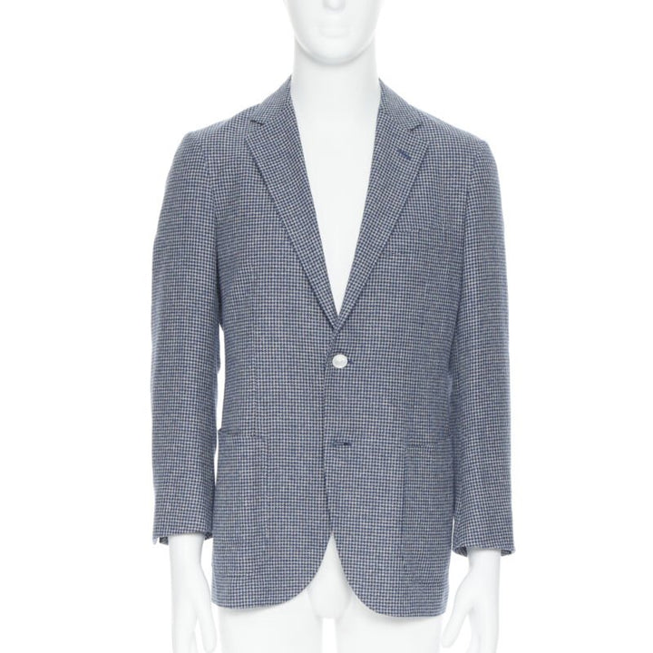 TOMORROWLAND blue white wool blend double button blazer jacket EU50 L