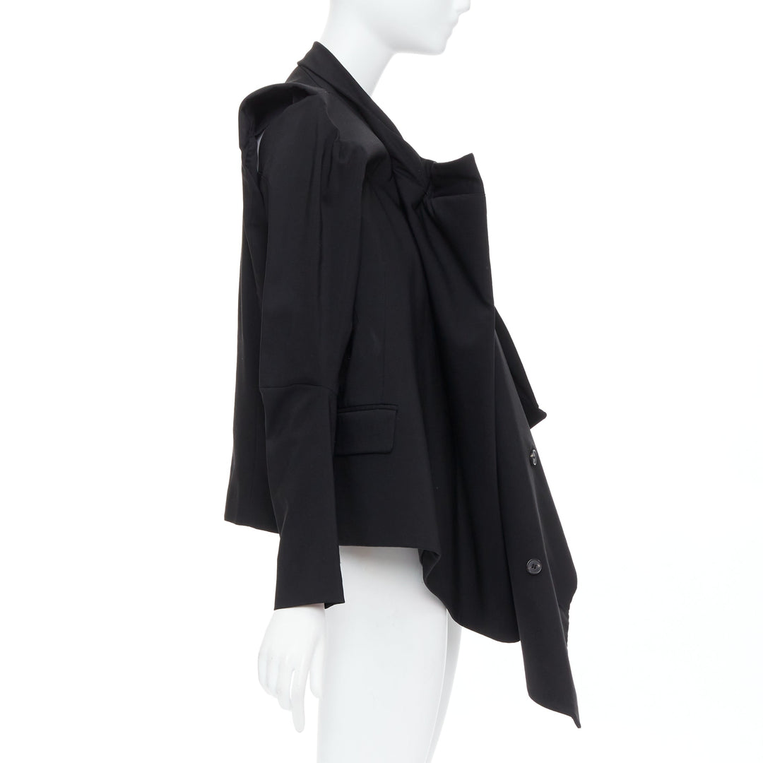 MAISON MARTIN MARGIELA 2001 Runway black deconstructed draped coat FR38 M