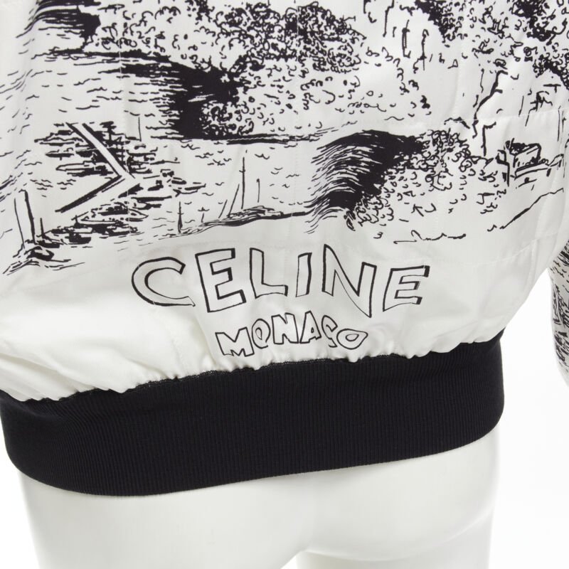 CELINE Hedi Slimane Runway Casaque white silk foulard reversible bomber FR34