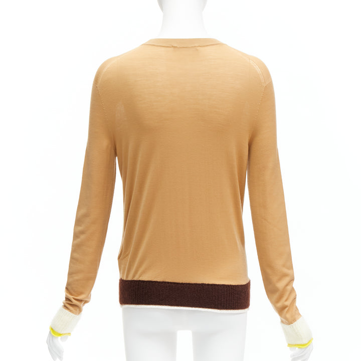 OLD CELINE Phoebe Philo 100% wool mohair Triomphe logo contrast cuff sweater XS