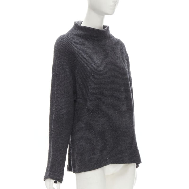 VINCE merino wool cashmere blend ribbed knit mock neck oversized sweater XS