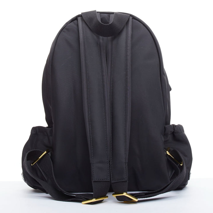 ANYA HINDMARCH Cycling black leather trim multi pocket shell backpack bag