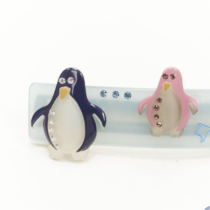 CHIC & MODE Alexandre Zouari 2X blue penguin crystal hair clip