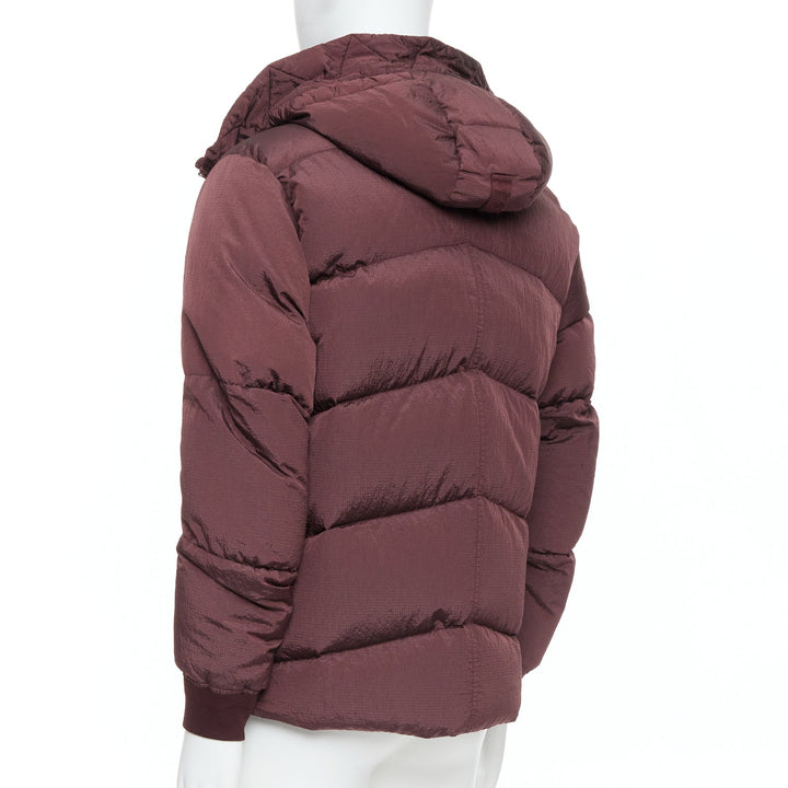 STONE ISLAND purple nylon black logo duck down padded puffer jacket M